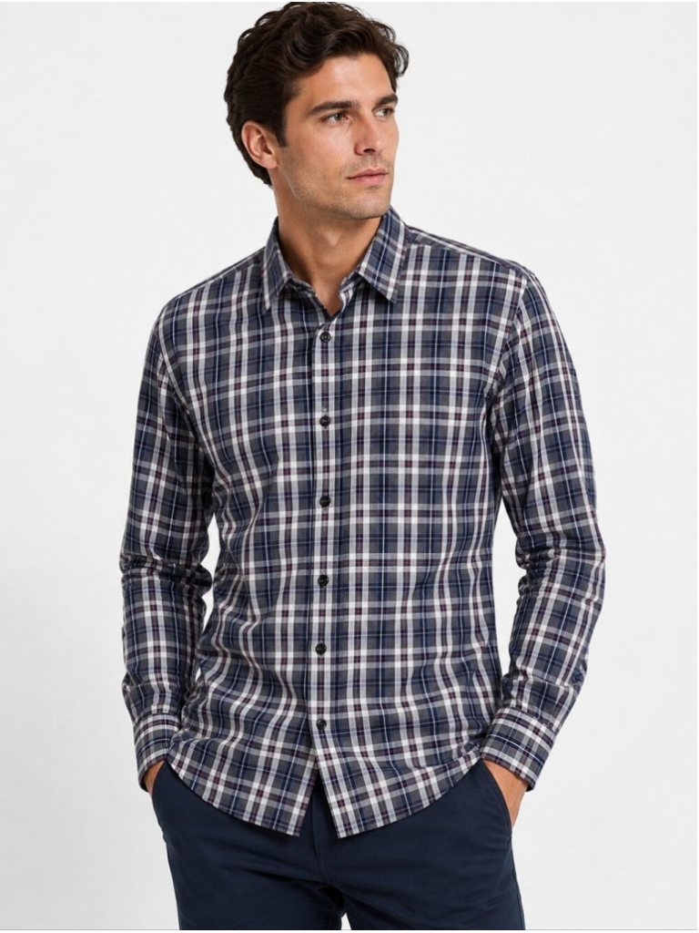 Hugo Boss Orange Cliff Plaid Button Down Shirt Men’s Large Blue Gray